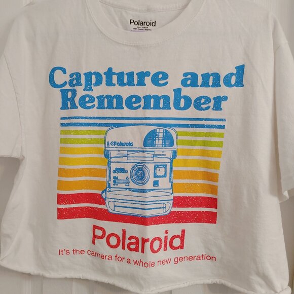 Polaroid Camera Retro Logo Girls Crop T-Shirt - Picture 1 of 3